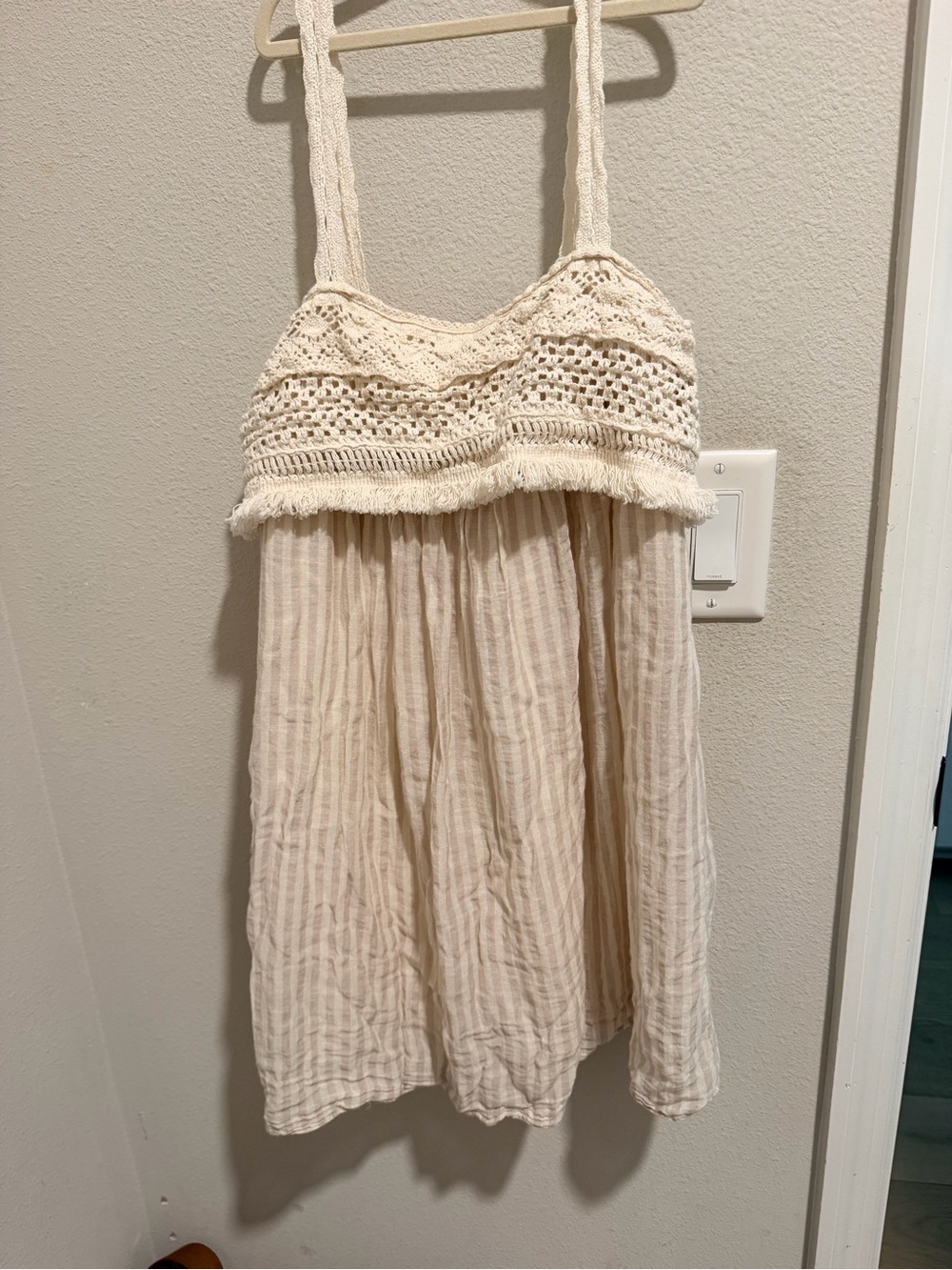 Women’s Cream Crochet Bodice Summer Dress